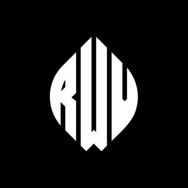 Çember ve elips şekilli RWV daire harf logosu tasarımı. Typographic tarzında RWV elips harfleri. Üç baş harf daire şeklinde bir logo oluşturuyor. RWV Çember Amblemi Soyut Monogram Harf İşaretleyici Vektörü.