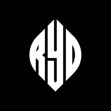 Çember ve elips şekilli RYD daire harf logosu tasarımı. Typographic tarzında RYD elips harfleri. Üç baş harf daire şeklinde bir logo oluşturuyor. RYD Çember Amblemi Soyut Monogram Harf İşaretleyici Vektörü.