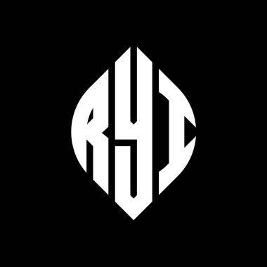 Çember ve elips şekilli RYI daire harf logosu tasarımı. Typographic tarzında RYI elips harfleri. Üç baş harf daire şeklinde bir logo oluşturuyor. RYI Çember Amblemi Soyut Monogram Harf İşaretleyici Vektörü.
