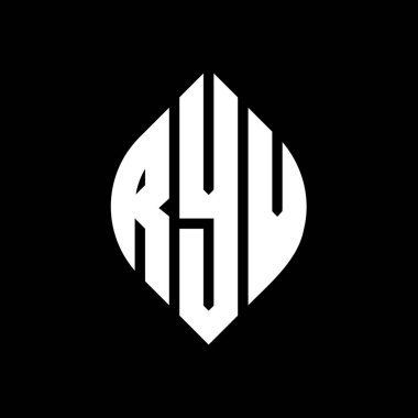 Çember ve elips şekilli RYV daire harf logosu tasarımı. Typographic tarzında RYV elips harfleri. Üç baş harf daire şeklinde bir logo oluşturuyor. RYV Çember Amblemi Soyut Monogram Harf İşaretleyici Vektörü.