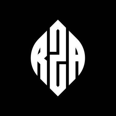 Çember ve elips şekilli RZA daire harfli logo tasarımı. Typographic tarzında RZA elips harfleri. Üç baş harf daire şeklinde bir logo oluşturuyor. RZA Çember Amblemi Soyut Monogram Harf İşaretleyici Vektörü.
