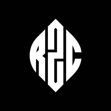 Çember ve elips şekilli RZC daire harf logosu tasarımı. Typographic tarzında RZC elips harfleri. Üç baş harf daire şeklinde bir logo oluşturuyor. RZC Çember Amblemi Soyut Monogram Harf İşaretleyici Vektörü.