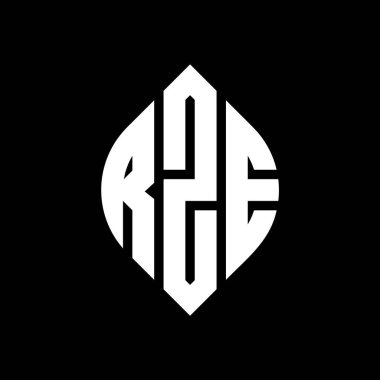 Çember ve elips şekilli RZE daire harf logosu tasarımı. Typographic tarzında RZE elips harfleri. Üç baş harf daire şeklinde bir logo oluşturuyor. RZE Çember Amblemi Soyut Monogram Harf İşaretleyici Vektörü.