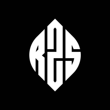Çember ve elips şekilli RZS daire harf logosu tasarımı. Typographic tarzında RZS elips harfleri. Üç baş harf daire şeklinde bir logo oluşturuyor. RZS Çember Amblemi Soyut Monogram Harf İşaretleyici Vektörü.