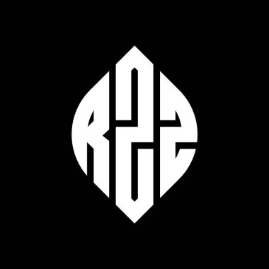 Çember ve elips şekilli RZZ daire harf logosu tasarımı. Typographic tarzında RZZ elips harfleri. Üç baş harf daire şeklinde bir logo oluşturuyor. RZZ Çember Amblemi Soyut Monogram Harf İşaretleyici Vektörü.