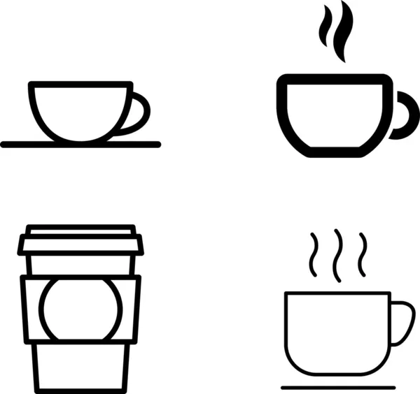 Vektor kaffe kopp Ikonuppsättning symbol — Stock vektor