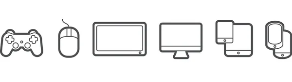 Conjunto de iconos de dispositivos multimedia vectoriales — Vector de stock