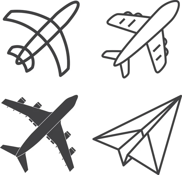 Ensemble vectoriel d'icônes d'avion — Image vectorielle