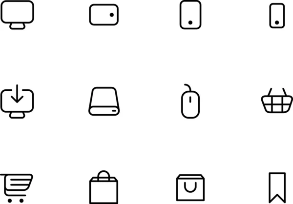 Rounded Thin Icon Set — Stock Vector