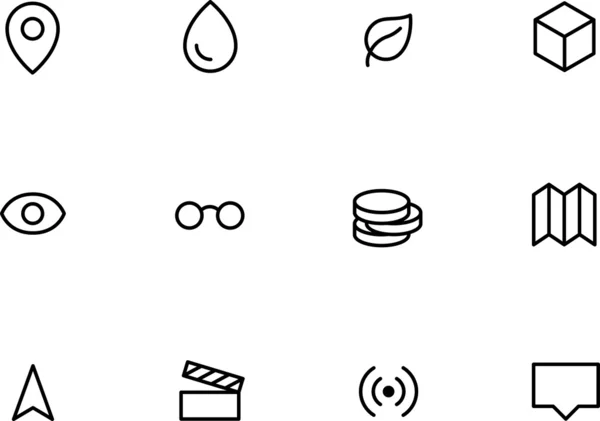Rounded Thin Icon Set — Stock Vector
