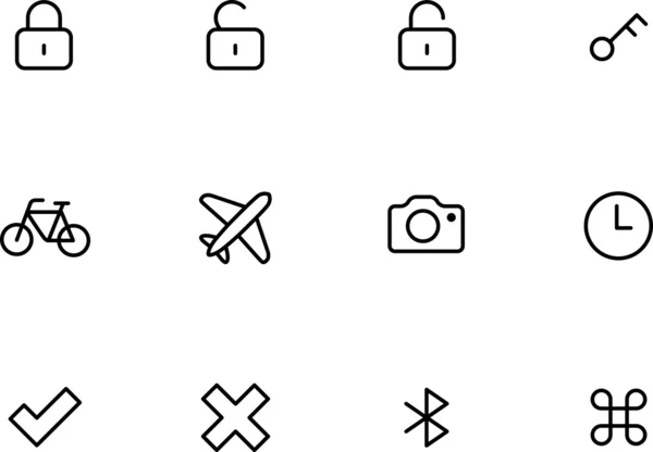 Rounded Thin Icon Set — Stock Vector