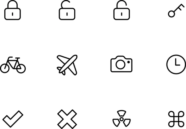 Rounded Thin Icon Set — Stock Vector