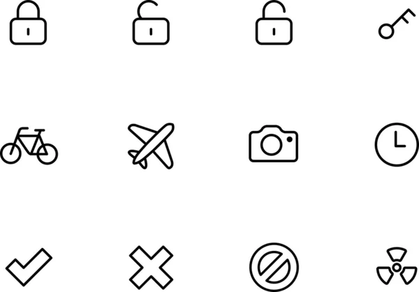 Afgerond dunne Icon Set — Stockvector