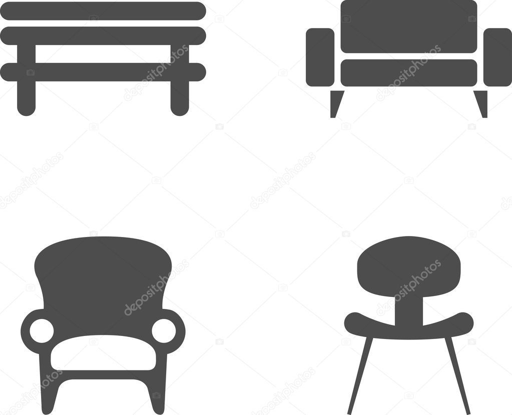 Vector Chair Icon Symbol Set