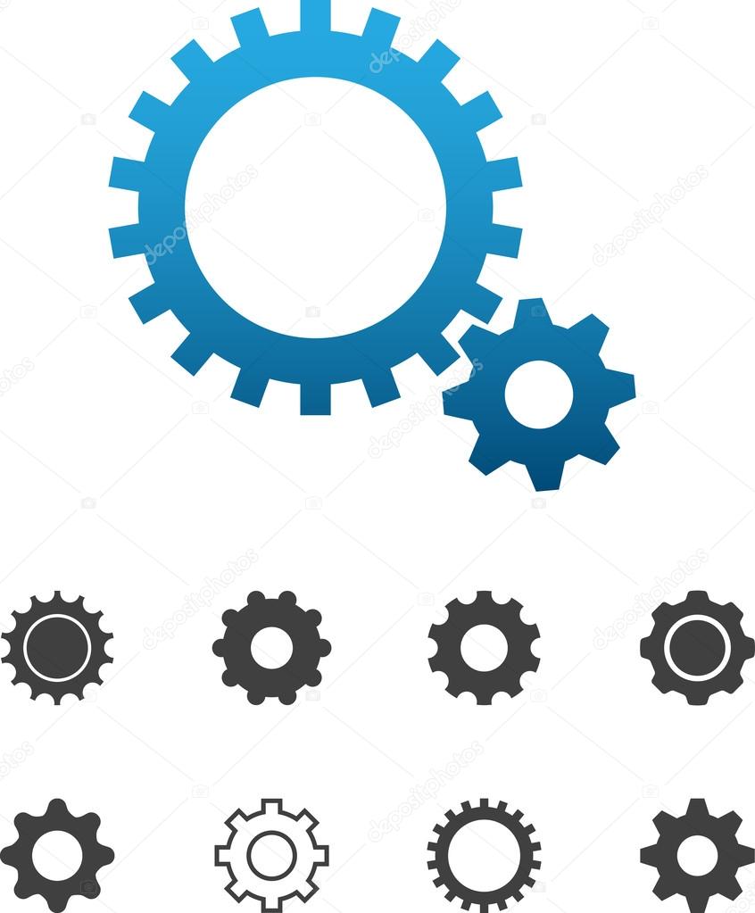 Cogwheel gear mechanism vector settings icon set