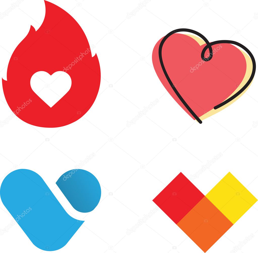 Heart Symbol Icon Vector Set