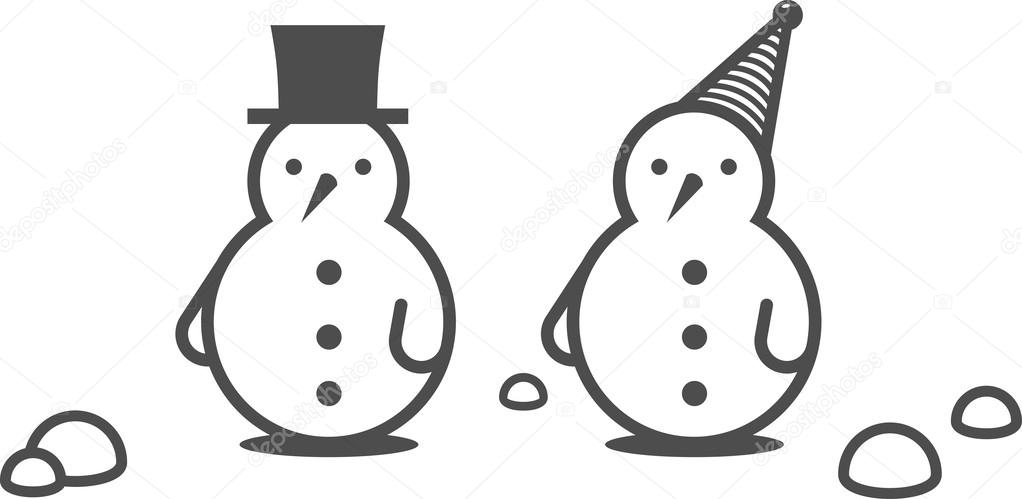 Vector Christmas Snowman Icon Symbol Set