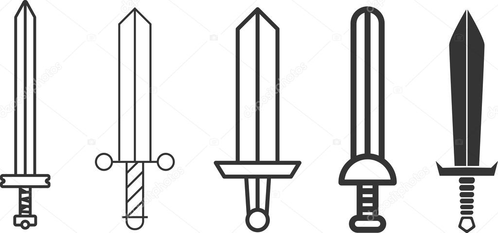 Vector Sword Icon Symbol Set