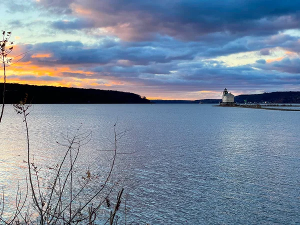 Kingston Usa Nov 2021 Horizontale Sonnenaufgangsaufnahme Des Historischen Rondout Light — Stockfoto