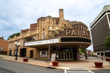 Albany, NY - USA - Aug 5, 2022 three quarter view of the Palace Theatre, an entertainment venue in downtown Albany. The Palace Theatre was originally built as an RKO movie palace in 1931.