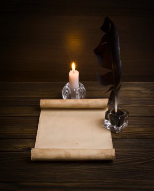 geçiş yumuşatma, eski kağıt ve ahşap zemin üzerine mum