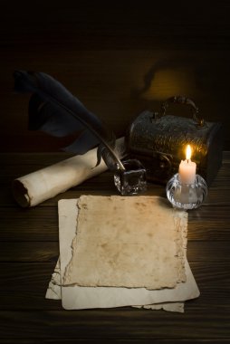 geçiş yumuşatma, eski kağıt ve ahşap zemin üzerine mum