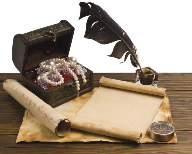 bir kağıt ile antik göğüs