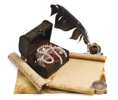 bir kağıt ile antik göğüs