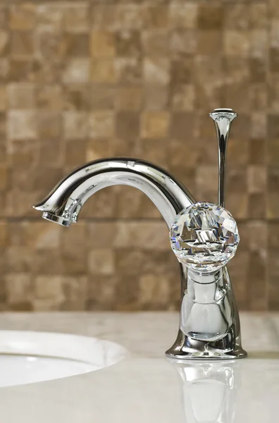 Modern bathroom chrome faucet — Stock Photo, Image