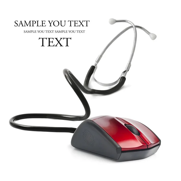 Stethoscope souris ordinateur médical concept en ligne — Photo