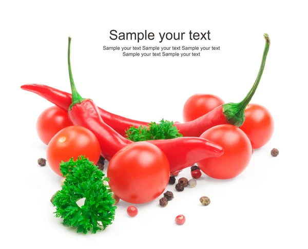 Tomaten und rote Chilischoten — Stockfoto