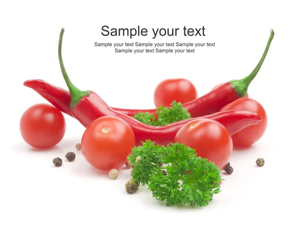 Tomaten und rote Chilischoten — Stockfoto