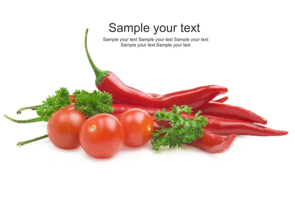 Tomato and red hot chili peppers — Stock Photo, Image