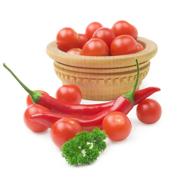 Tomate y chiles rojos picantes — Foto de Stock
