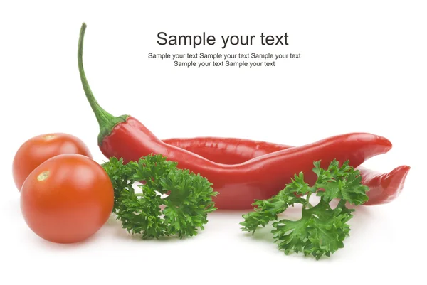 Tomaten und rote Chilischoten — Stockfoto