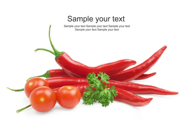 Tomato and red hot chili peppers — Stock Photo, Image