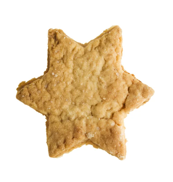 Forma di stella Natale pan di zenzero isolato su sfondo bianco — Foto Stock