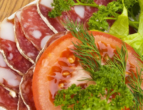 Salami with Tomato — Stock Photo, Image