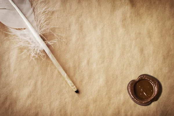 Blank paper with wax seal — Stock Photo, Image