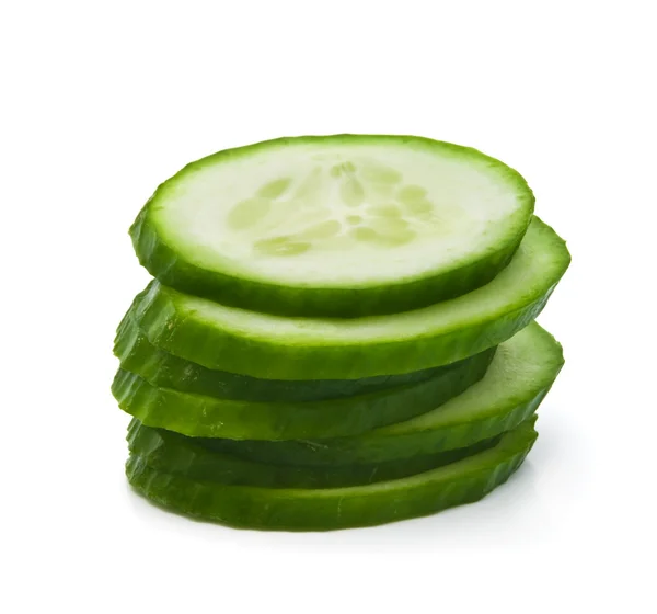 Cucumber slices isolated over white background — Stock Photo, Image