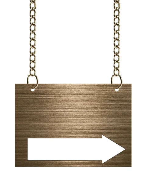 Brass or bronze sign on the chain — Stock Photo, Image