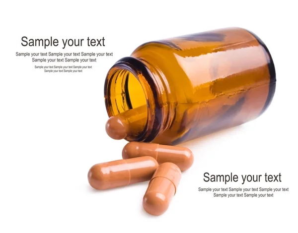 Pills an pill bottle on white background — Stock Photo, Image