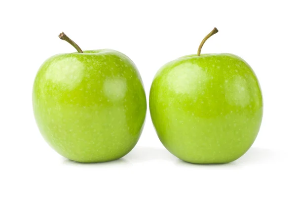 Green apples on a white background — Stock Photo, Image