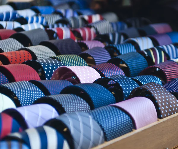 Colorful italian ties in soft focus — Stock Photo, Image