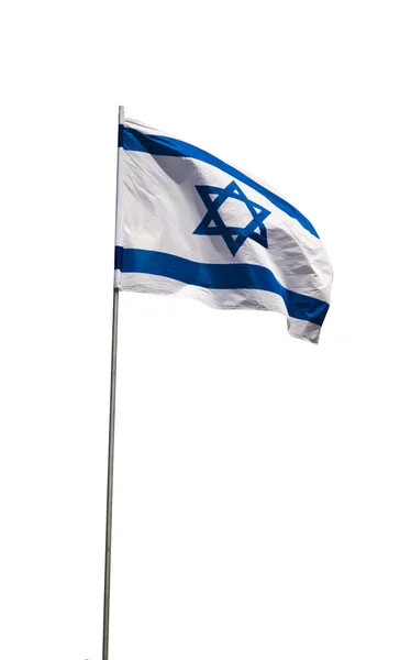 Wapperende vlag van Israël geïsoleerd op een witte achtergrond — Stockfoto