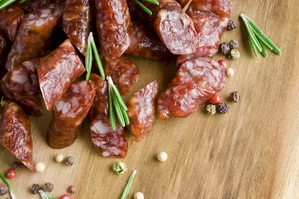 Smoked sausage with rosemary Stock Image