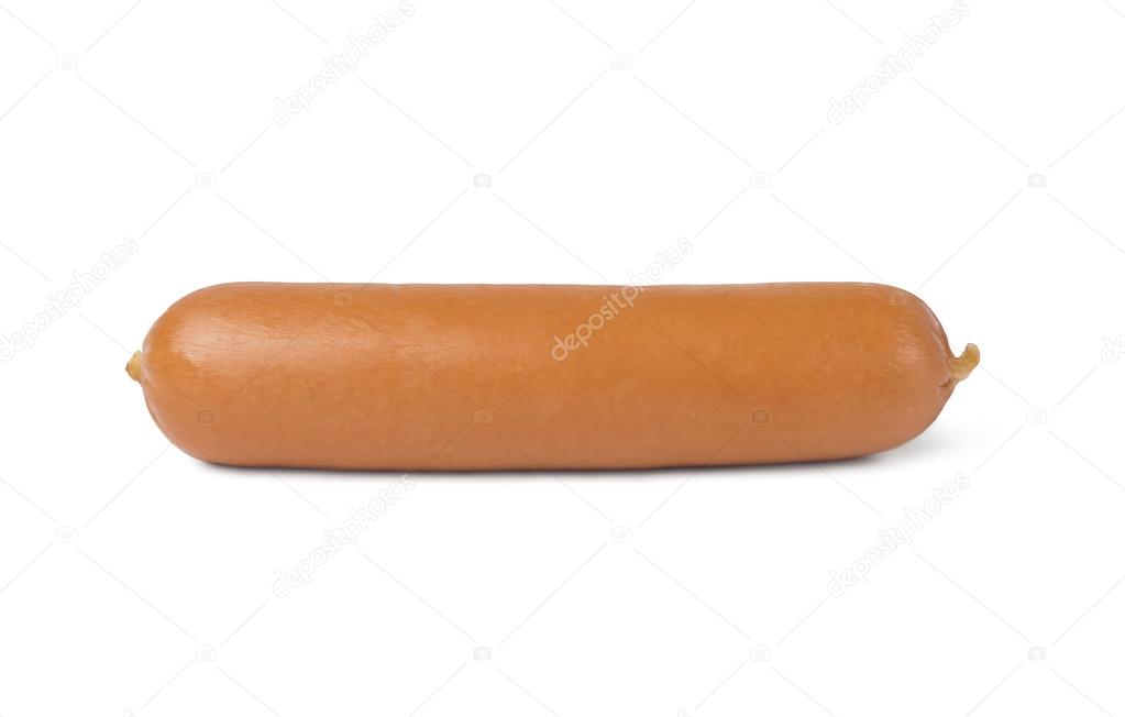 One sausage isolated on white background