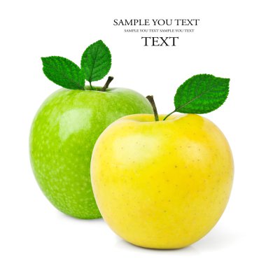 Beyaz arkaplanda taze elmalar