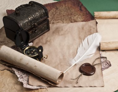 bir kağıt ile antik göğüs