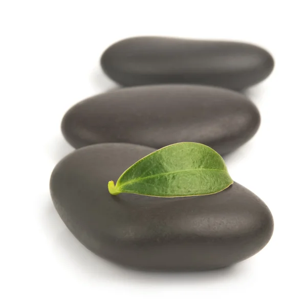 Pedras Zen com folhas isoladas — Fotografia de Stock